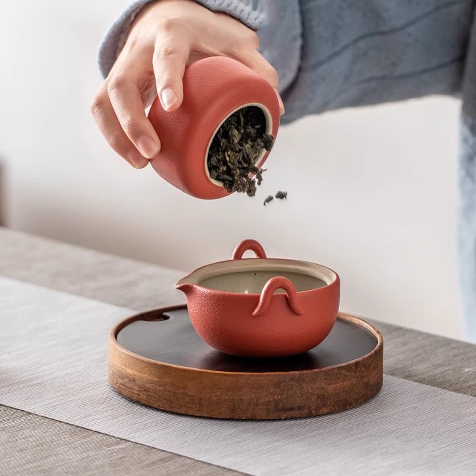 Ceramiczne pojemniki kuchenne, porcelanowy pojemnik do przechowywania żywności z hermetyczną drewnianą pokrywką i pudełkiem, pojemnik domowy, na ziarna kawy, liście herbaty, cukier, sól jezioro