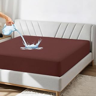 GADDA CO Waterproof Mattress Protector | Ultra Soft Cotton, Breathable & Hypoallergenic Fitted Bed Cover | Fits Up to 10 Inch Mattress | Coffee | King Size 72x84 Inch