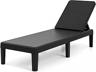 LIFEZEAL Sonnenliege Rattan, Gartenliege mit 4-Fach Verstellbarer Rücklehne, Liegestuhl Relaxliege mit Rattan-Optik, Strandliege bis zu 150 kg, Lounge Sessel Outdoor für Balkon, Garten (Schwarz)