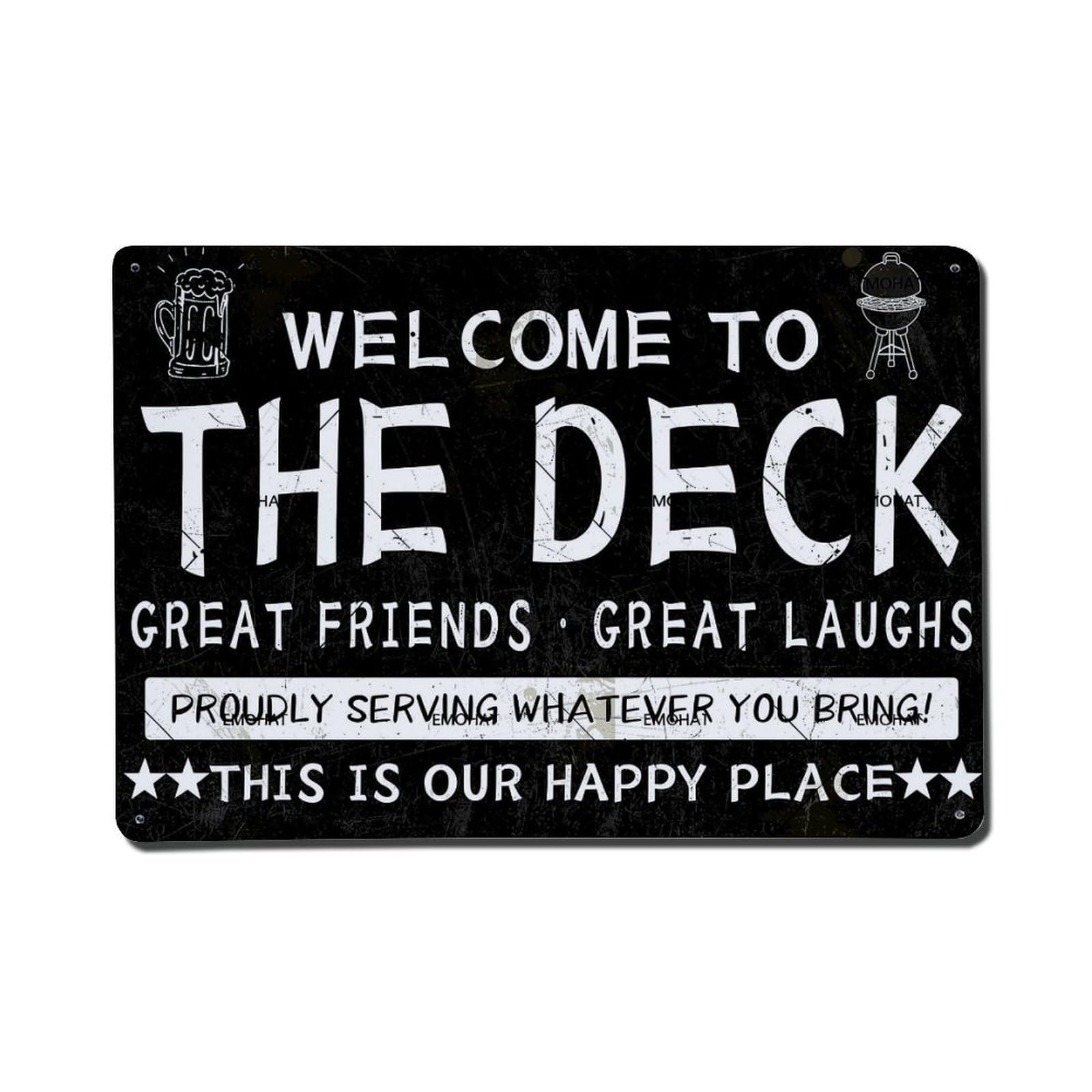 Welcome To The Deck Vintage Tin Sign Retro Metal Wall Decor Metal Poster, Home Bar Garage Farmhouse Cafe Wall Art Decoration 8x12Inches
