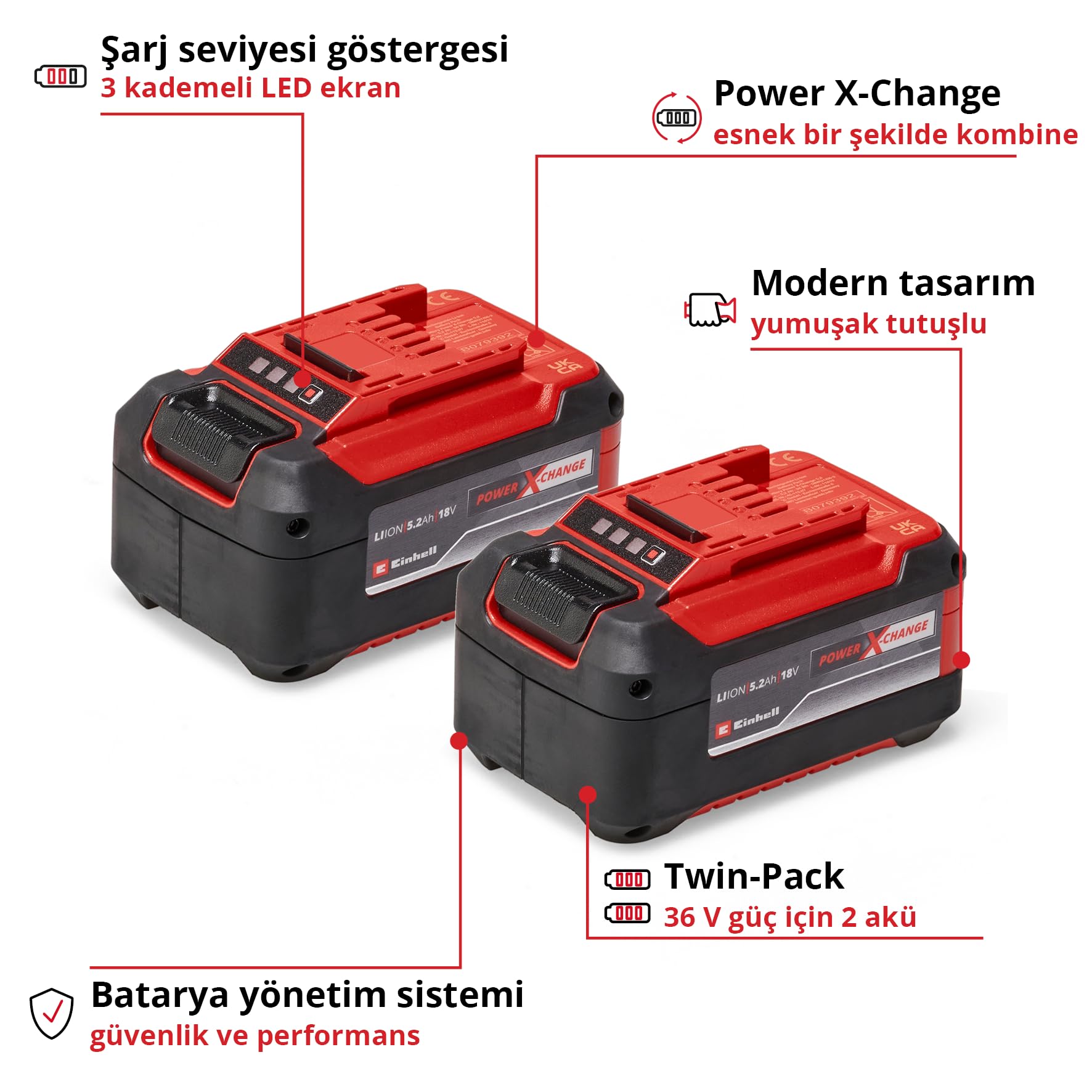 Einhell Orijinal 18 V 5,2 Ah PXC-Twinpack 4511526
