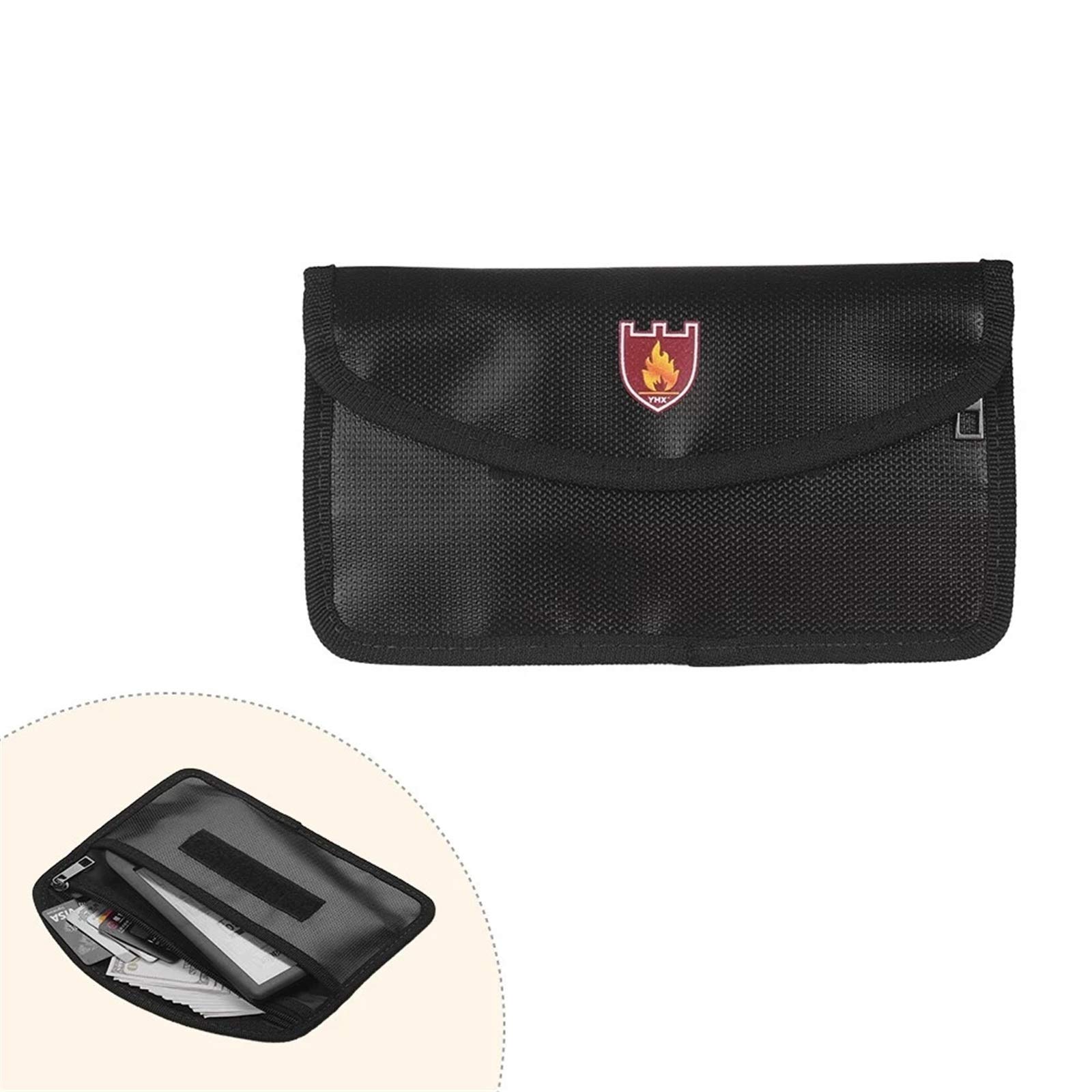 Fireproof Document Box Waterproof Cash Bags Fireproof Document Bag With Sticking Closure Heat Resistant for Passports, Legal Files and Valuables