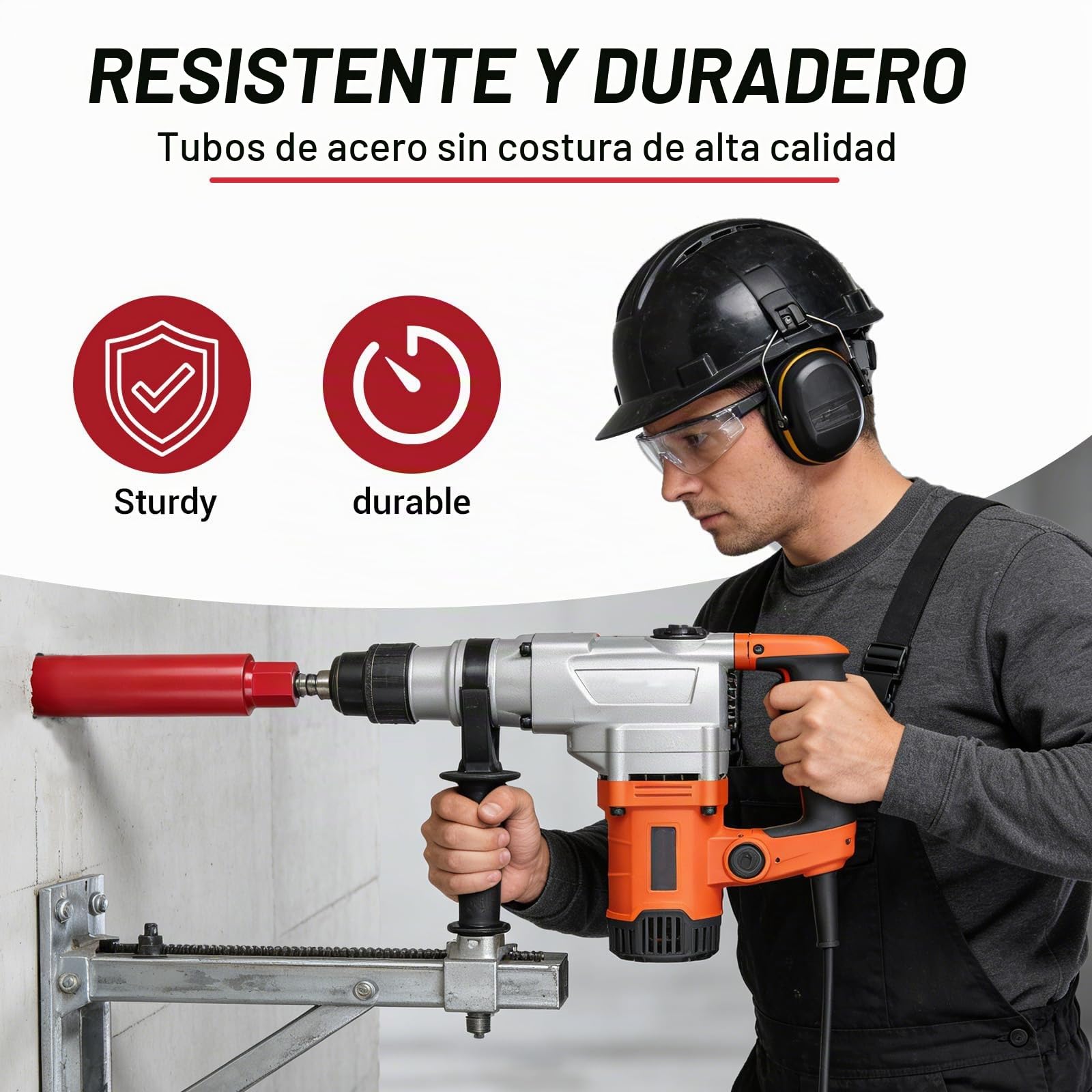 CPROSP Corona de Perforación de Diamante 1¼" UNC, Ø52 mm, L420 mm, Soldada por Láser, Corona de Perforación para Taladrado en Húmedo, Broca para Taladrar Hormigón, Mampostería y Piedra