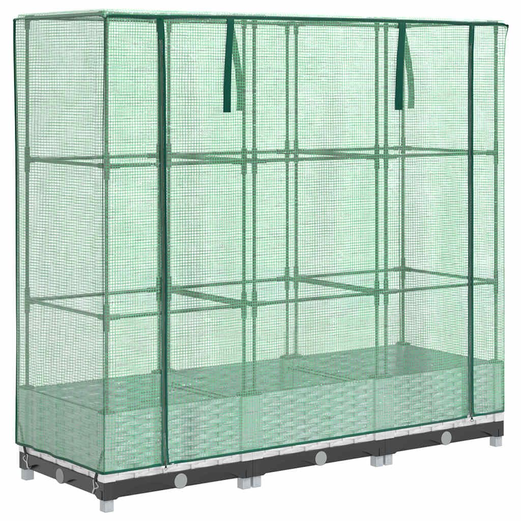 Aiuola rialzata con serra, effetto rattan, 120 x 40 x 123 cm