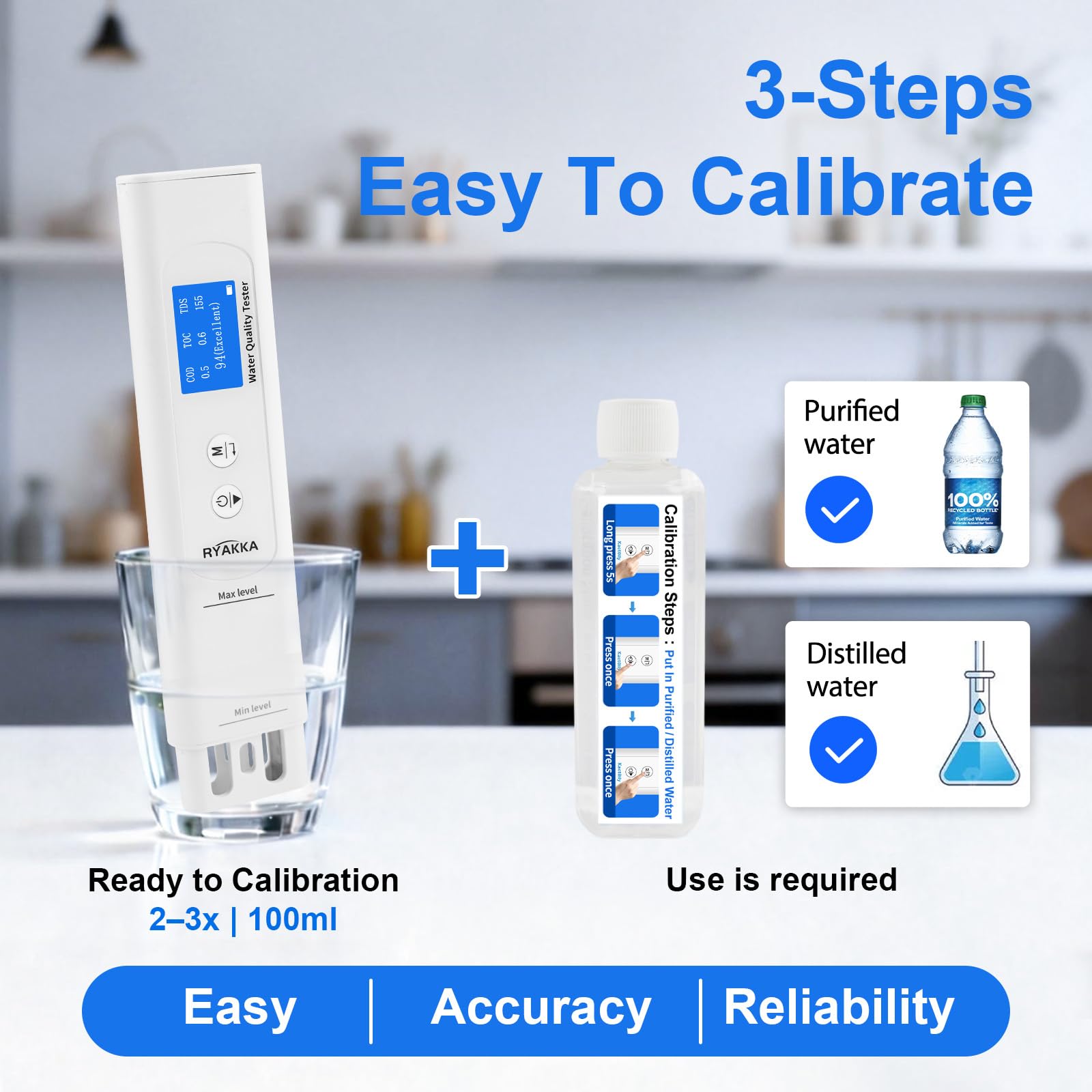 Testeur d’Eau Intelligent 6-en-1 avec App, Analyse TDS/EC/TOC/COD/UV275/Temp, Score 4 Couleurs, Calibration Intelligente, Testeur de Qualité de l'eau Portable pour Filtre, Maison, Camping