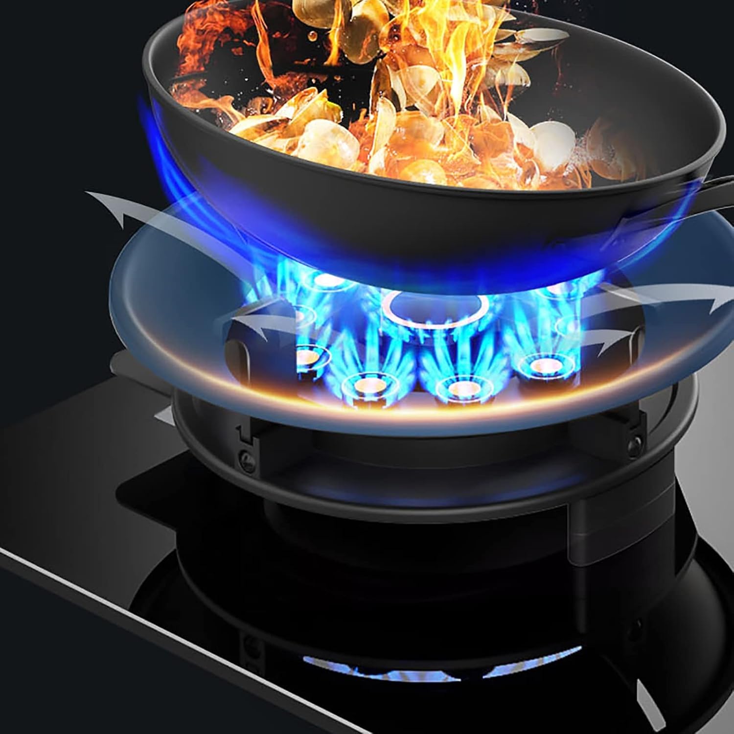 Burner Gas Cooker gas hob 33cm Built-in Cooktops，Cooker With Hobs And Glass Ceramic Zone,Safety Lock,Fashion Design，Suitable For Natural Gas/Propane [Energy Class A](LPG)