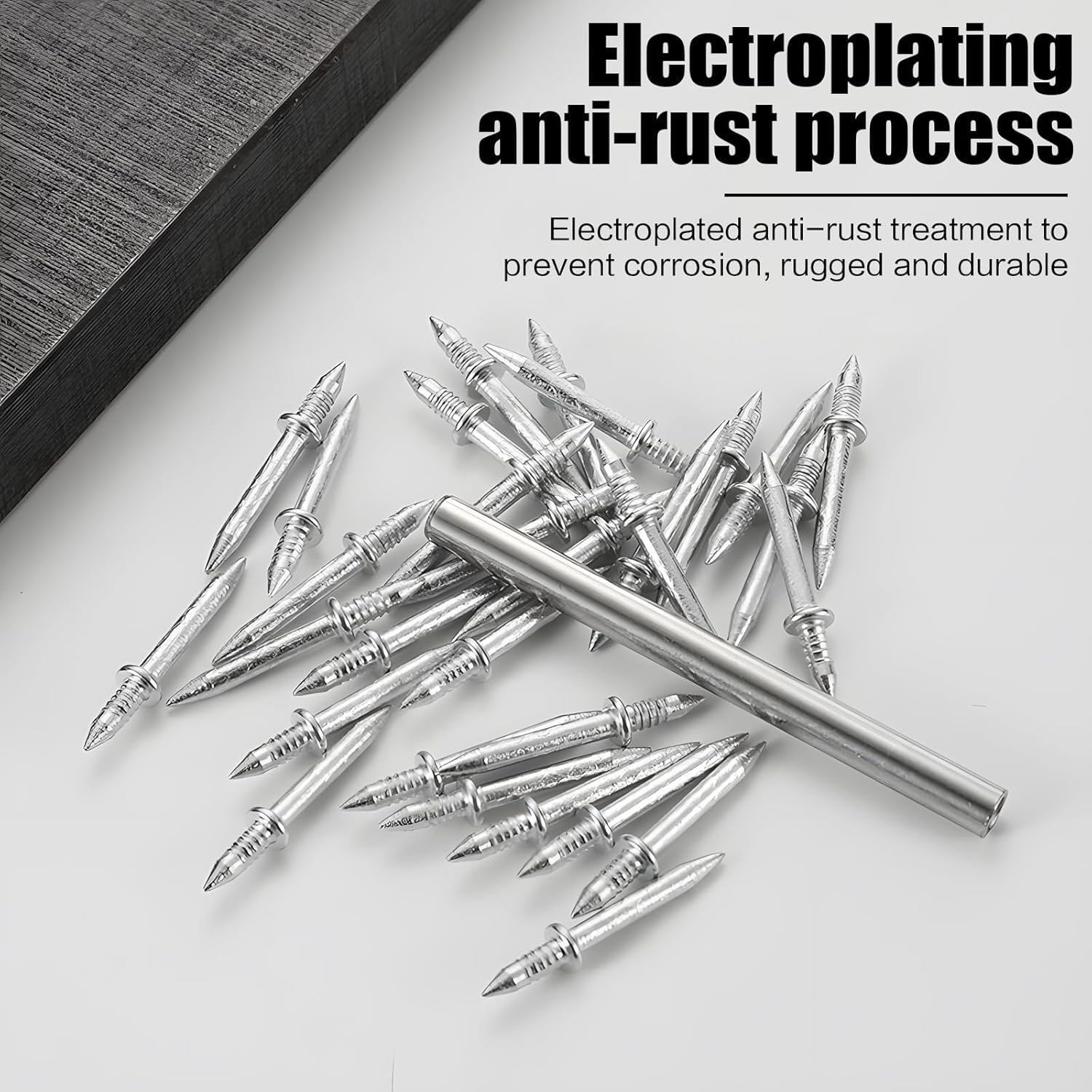 200 Pcs Double Head Skirting Board Nails, Seamless Invisible No Trace Nails, with 1 Sleeve Tools, for Wooden Furniture and Wall Panel Installation