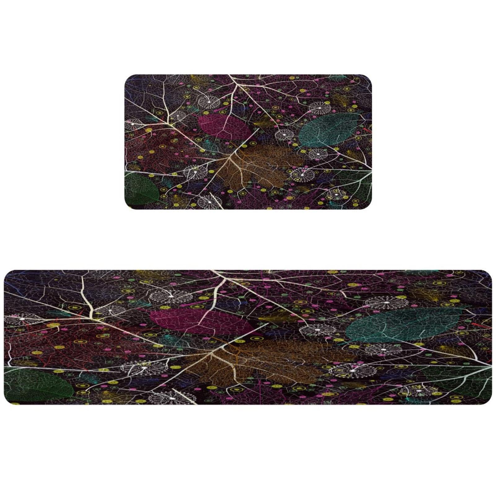 Alfombrillas de cocina antideslizantes VAPOKF con hojas transparentes lavables juego de 2 piezas