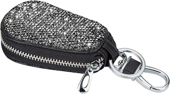 eing Bling Bling Car Key Chain Case Premium Leather Coin Holder Zipper Case حقيبة المحفظة عن بعد