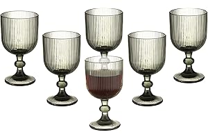 Vintage Wine Glasses Set of 6: Graceful Embossed Stemware for Elegant Gatherings