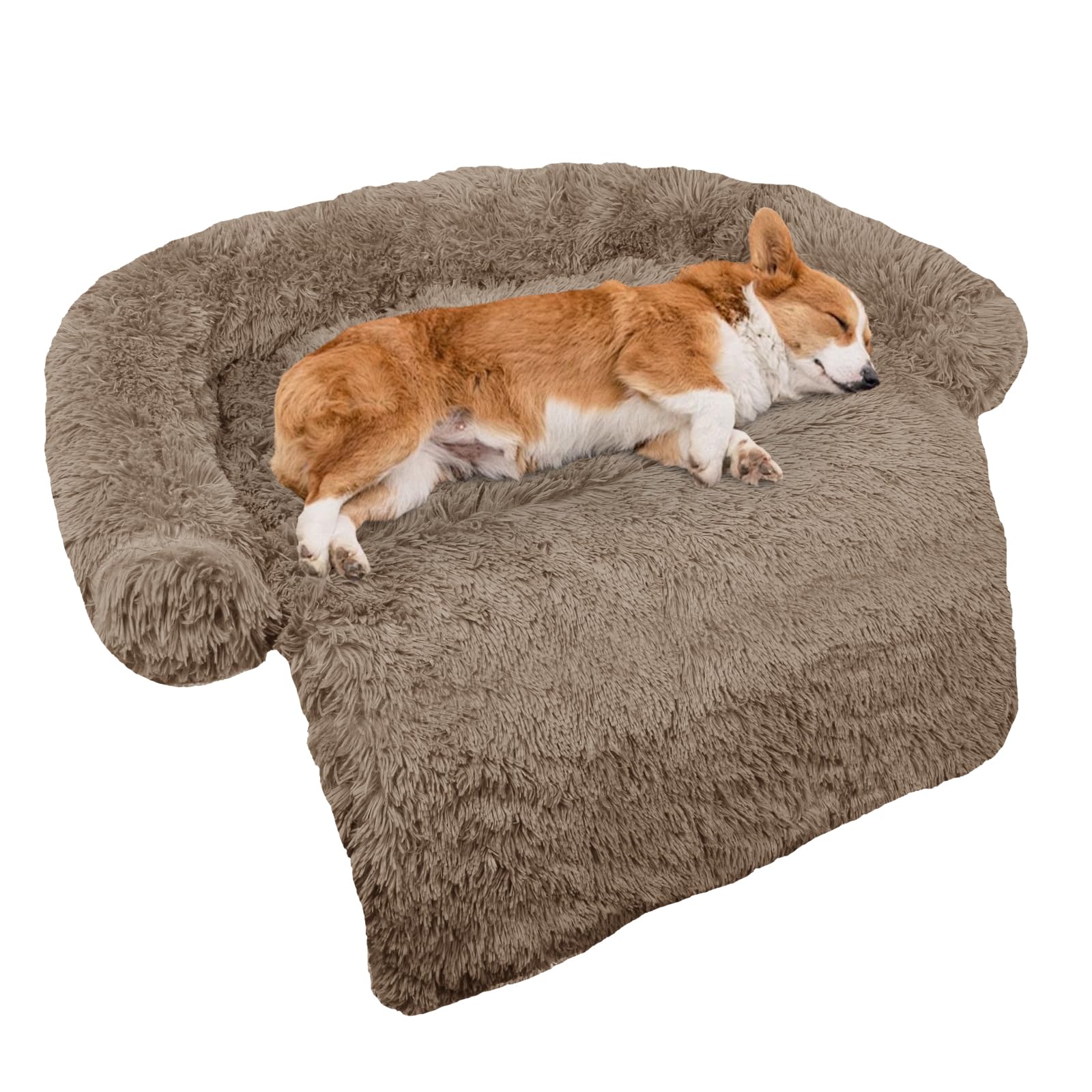 Calming Dog Bed Fluffy Plush Dog Mat for Furniture Protector with Removable Washable Cover for Large Medium Small Dogs and Cats (Medium(41x37x6),