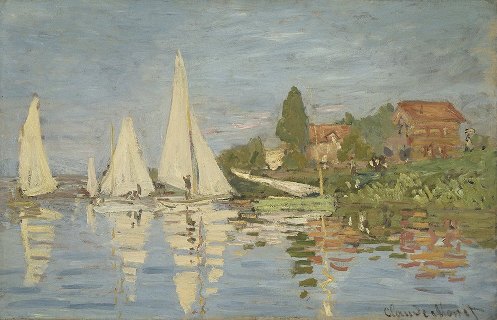 Claude Monet Regattas at Argenteuil Poster Encadré Extra Large Toile Mat