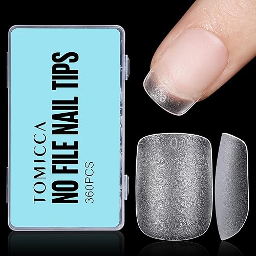 Miniatura 9 de TOMICCA Puntas de uñas extra cortas en forma de ataúd, 240 piezas de uñas postizas acrílicas de cobertura completa para manicura con extensión, 15