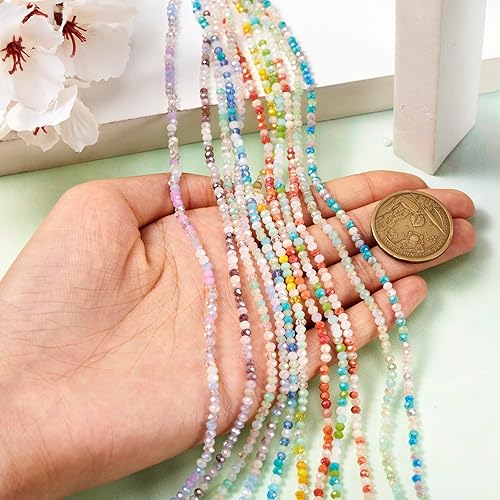 Miniatura 6 de Craftdady Acerca de 2590 cuentas de cristal facetado, 14 hebras de cuentas de cristal de color AB, cuentas redondas pequeñas galvanizadas pequeñas y