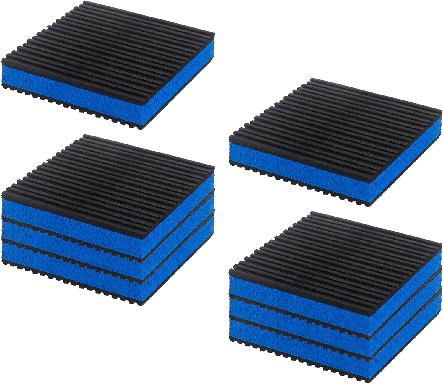 4Pcs Anti Vibration Pads 4” X 4” X 7/8″ Sound Isolation Ribbed Rubber Mats with EVA Center, Heavy Duty Blue EVA Pad for Air Conditioner,Compressors,HVAC,Treadmills etc