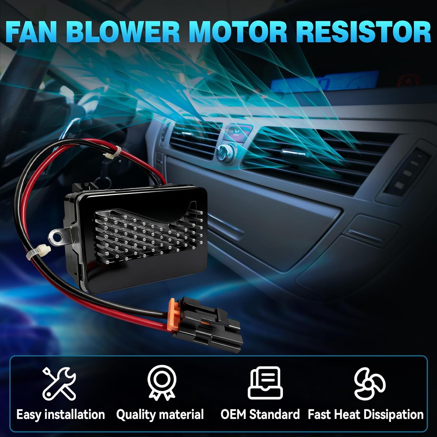 16250785 Front Auto Control HVAC Blower Motor Resistor Compatible with Cadillac Escalade, for GMC Yukon/Sierra 1500 2500 3500