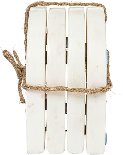 Miniatura 9 de Bloomingville Posavasos modernos de mármol arqueados, juego de 4, color blanco