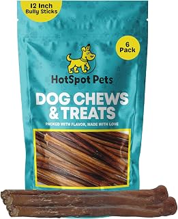 Bully Sticks for Dogs - All Natural Single Ingrediant Beef Bully Bones, Fully Digestible Rawhide Free 100% Bully SticksDog Chews (12 Inch, 6 Count)