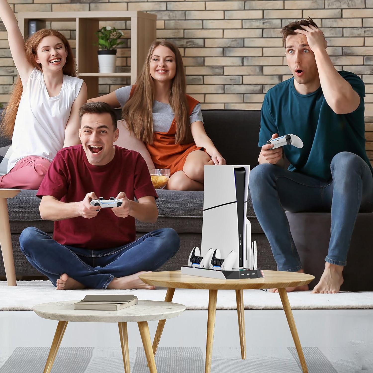 PS5 Cooling Station Stand RGB with Dual Controller Charging Station for PlayStation 5 Console, PS5 Accessories Incl. Controller Charger, Cooling Fan, Headset Holder, 3 USB Hub - Image 7