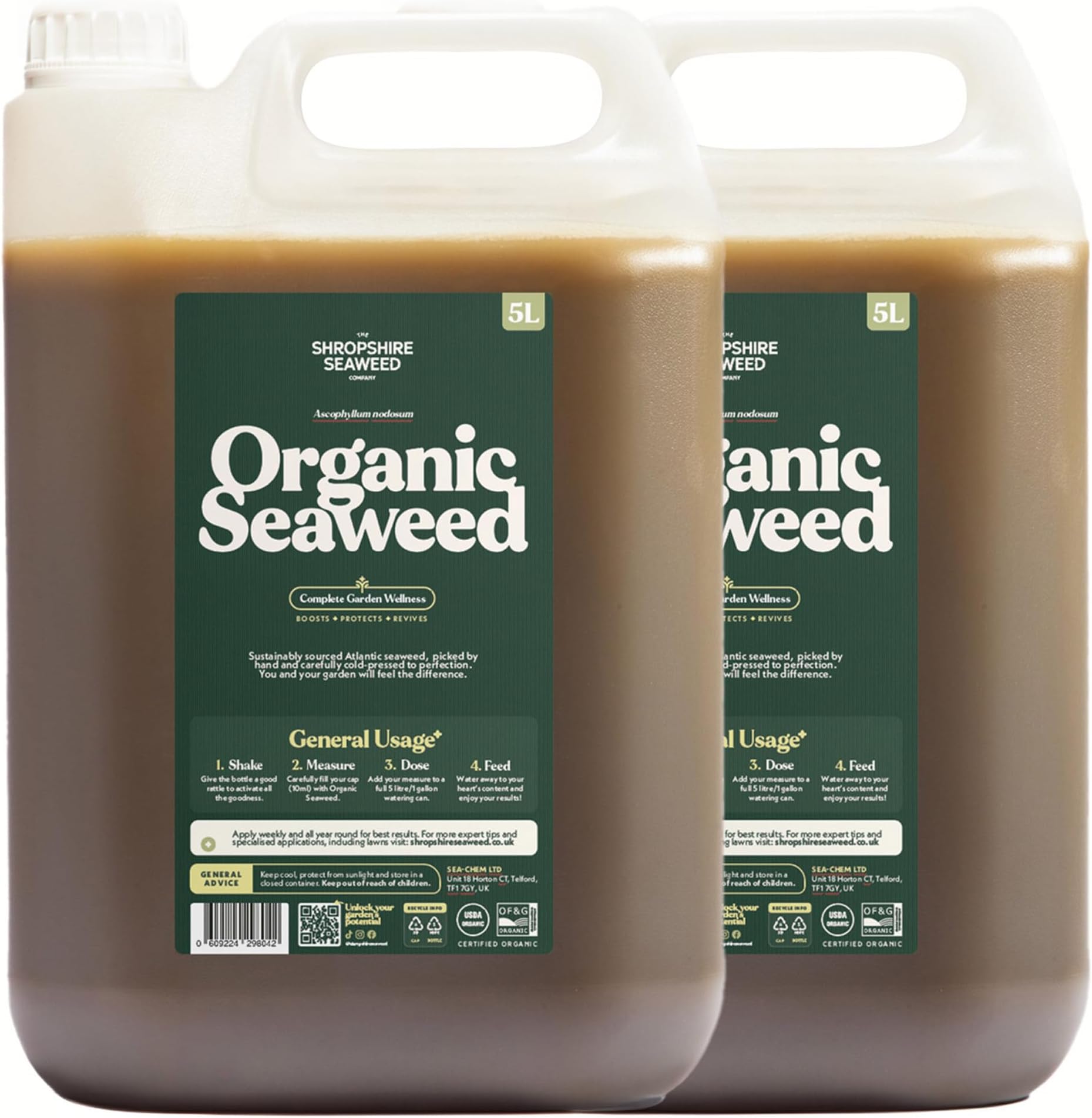 The Shropshire Seaweed Company - Certified Organic Plant Food & Lawn Feed - Promotes Growth, Enhances Roots & Soil Health. Sustainably Sourced from Ireland Liquid Organic Seaweed Fertilizer 10L