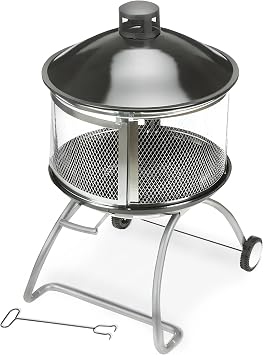 Four Seasons Courtyard Outdoor Fire Pit with Sliding Door, and Top Lid, 28"
