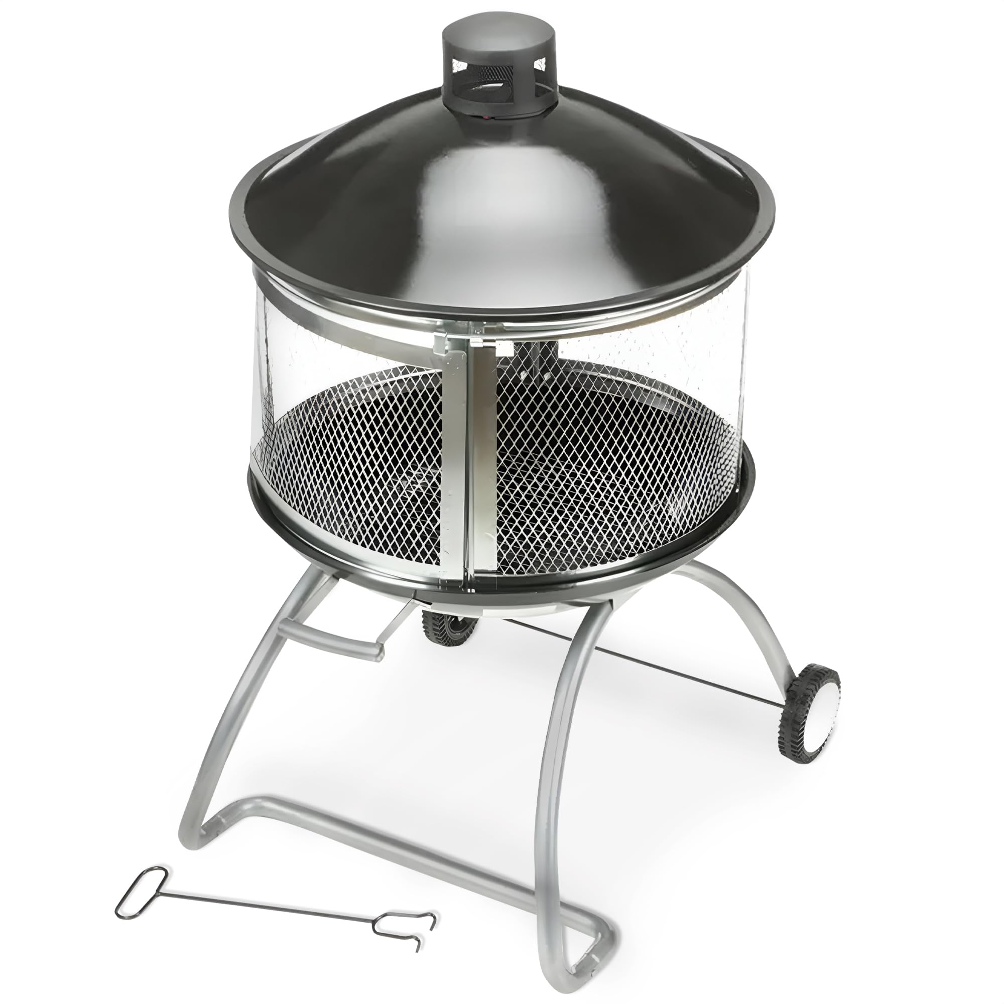 Four Seasons Courtyard Outdoor Fire Pit with Sliding Door, and Top Lid, 28"