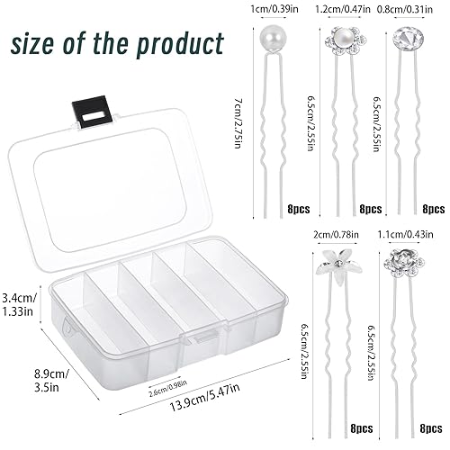 Miniatura 3 de Paquete de 48 horquillas para el cabello de novia de 5 estilos, accesorios para el cabello, para regalo de graduación, perlas, diamantes de