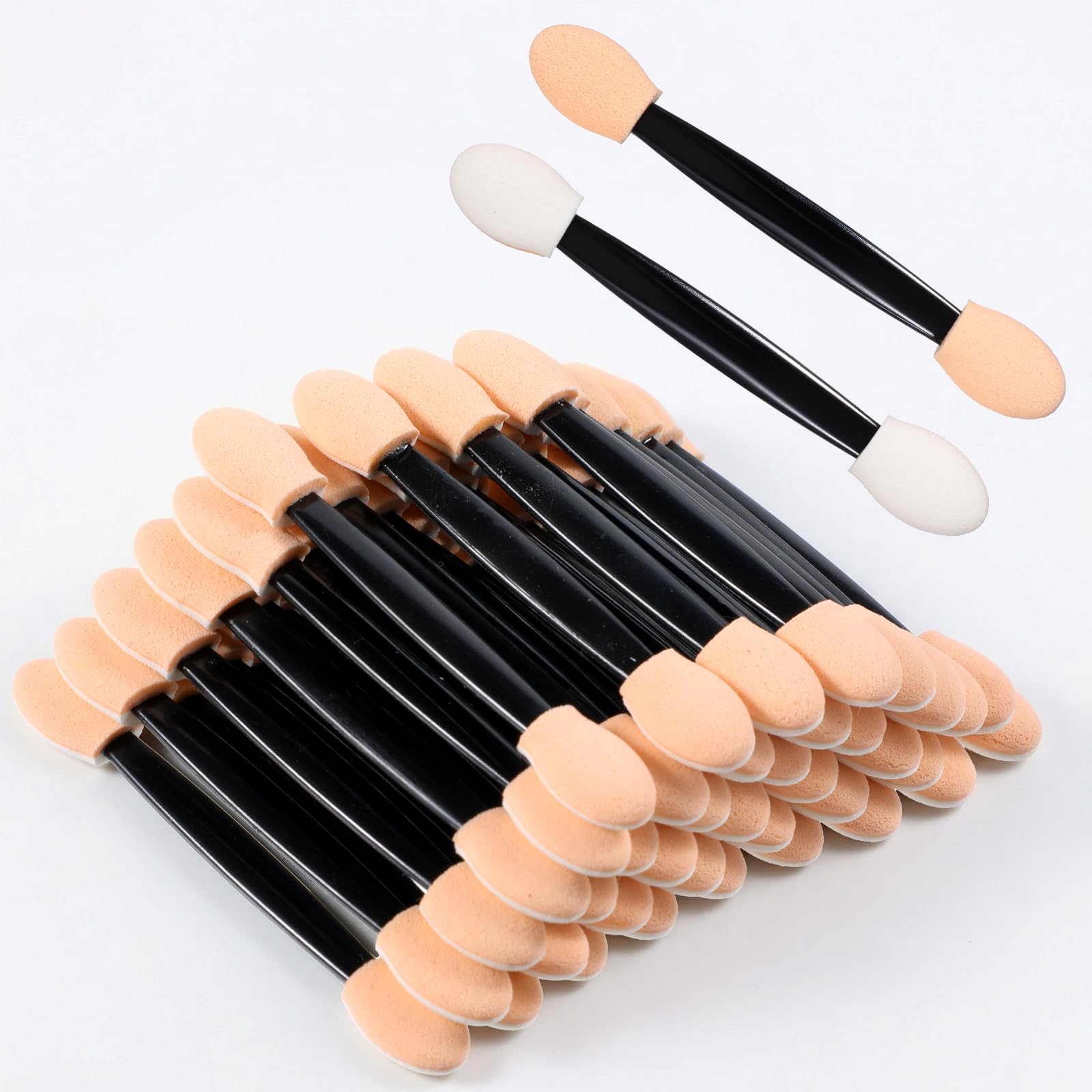 120pcs Disposable Eyeshadow Applicators Sponge Tip, Double Sided Eyeshadow Brush Applicator Sticks, 2.4 Inch Eye Makeup Sponge Applicators for Home and Travel Use