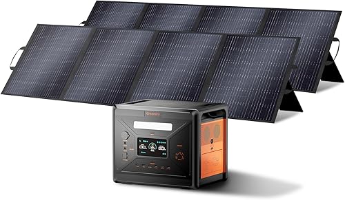 Vista 12 de SolarPlay Estación de energía portátil, generador solar de gran capacidad de 2400 W/2160 Wh, con 2 paneles solares de 200 W, 4 salidas de CA