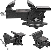 Vista 6 de Tornillo de banco resistente de 6 pulgadas, base giratoria de 360° con abrazadera de yunque de acero fundido, abrazadera de mesa vicio