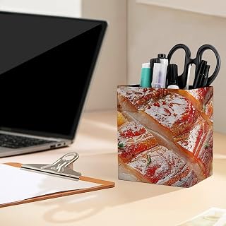 Pen Holder for Desk Grilled Whole Pork Belly Pencil Holder Round Pencil Cup Holders Desk Organizer Makeup Brush Holders Desk Writing Pen Cups for Desktop Office Pen Organizer