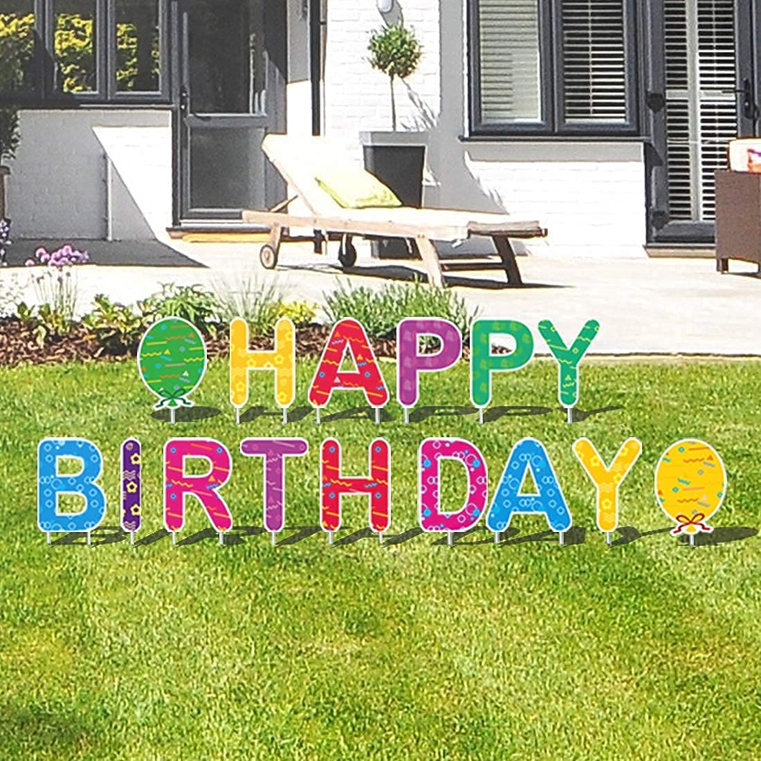GOKKCL 15 Packs Happy Birthday Yard Sign with Stakes, Perfect Outdoor