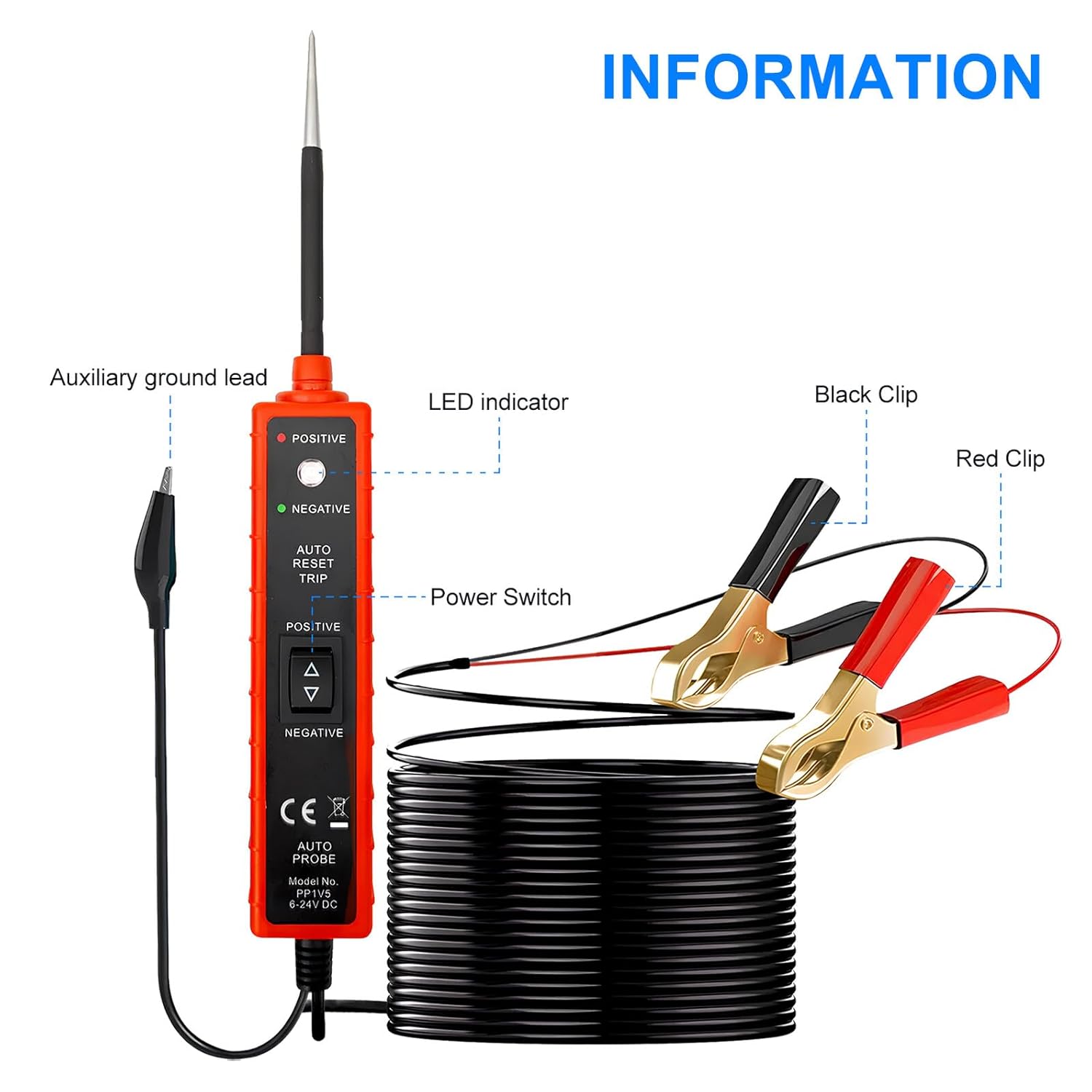 Multifunctional Automotive Power Circuit Probe Tester Dc Electrical System Diagnostic Tool for Cars Trucks Motorcycles with Accurate Voltage and Measurement