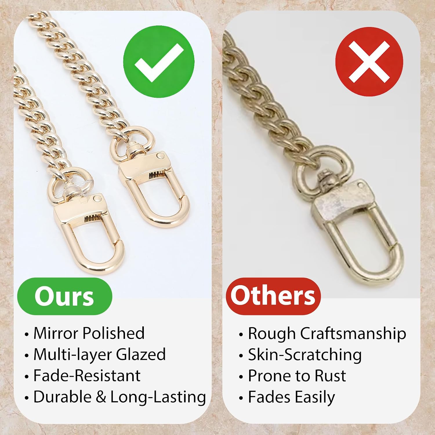 Purse Chain Strap Replacement Crossbody Glod Chain for Lv Handbags