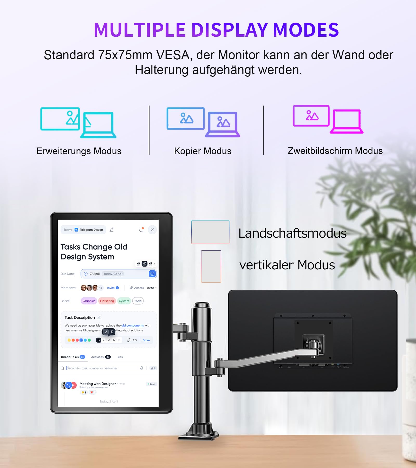 Monitor Touchscreen Portatile da 15,6 Pollici, Display FHD 1920×1080 IPS con HDMI, VGA, DVI, Supporto VESA, Monitor Touch Compatibile con Laptop, Smartphone, PC, PS5/4