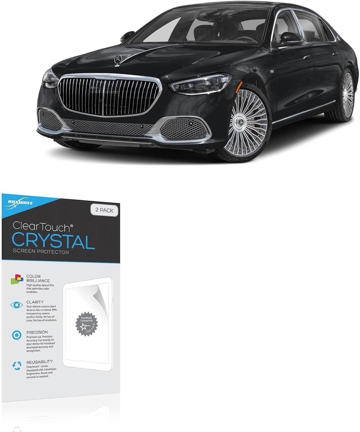 BoxWave Screen Protector Compatible with Mercedes-Benz 2025 Maybach S-Class Sedan Display (12.8 in) - ClearTouch Crystal (2-Pack), HD Film Skin - Shields from Scratches