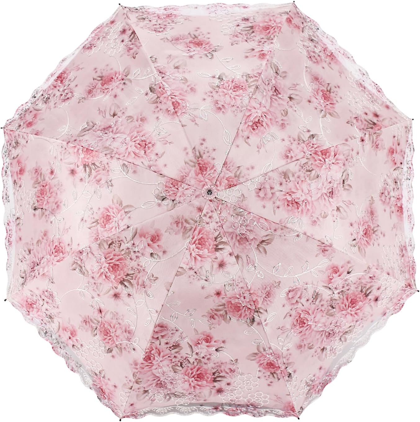 Honeystore Flower Print Vintage Parasol Anti-UV Folding Lace Embroidery Umbrella