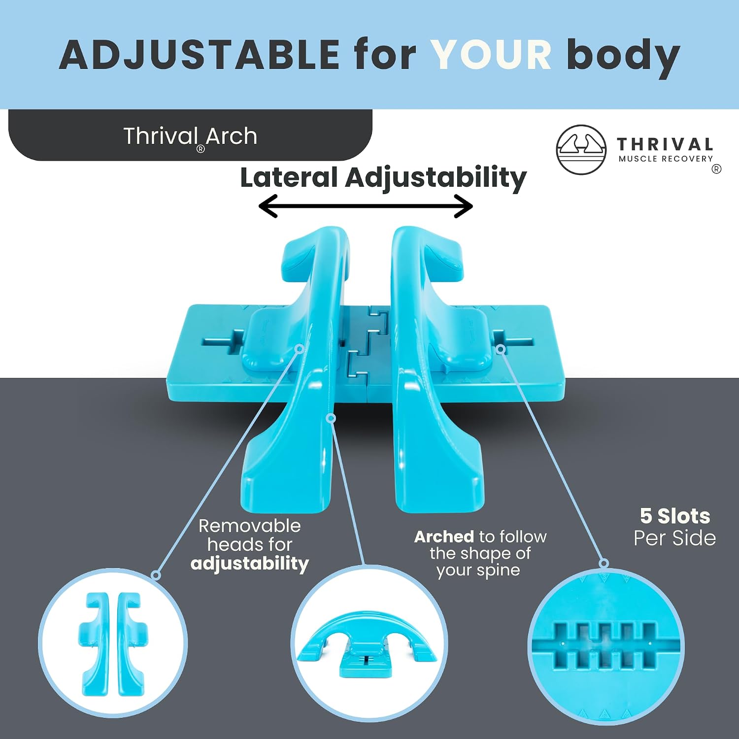 Thrival Arch Back Stretcher, Psoas Muscle Release Tool, Blue image 3