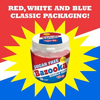 Bazooka Sugar Free Easter Bubble Gum - 60 Count To Go Cup (Pack Of 6) For Easter Basket Stuffers - Pink Chewing Gum Easter Candy In Original Sugarless Flavor - Easter Decorations For Easter Egg Hunts