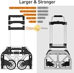 Folding Hand Truck - Aluminum Portable Dolly Cart with Upgraded Rubber Wheels, Telescopic Handle, Bungee Cord - Compact Lightweight Foldable Luggage Cart for Moving, Home, Auto, 200lbs, Black
