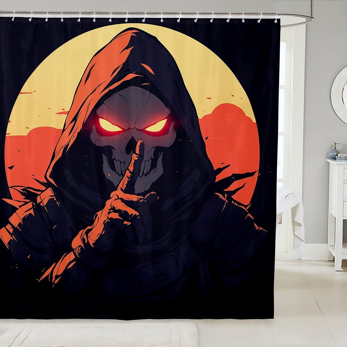 Horror Skeleton Waterproof Shower Curtains Luxury Heavy Fabric Bathroom Shower Curtain Halloween Theme Hotel Home Dorm Bathtubs Decor Shower Curtain Machine Washable Grommet Curtain 72 x 84 Inch