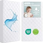 Yoofoss 2 Pack Waterproof Crib Mattress Protector, Quilted Fitted Crib Mattress Pad, Ultra Soft Breathable Toddler Mattress Protector Baby Crib Mattress Cover Breathable and Hypoallergenic(52''x28'')