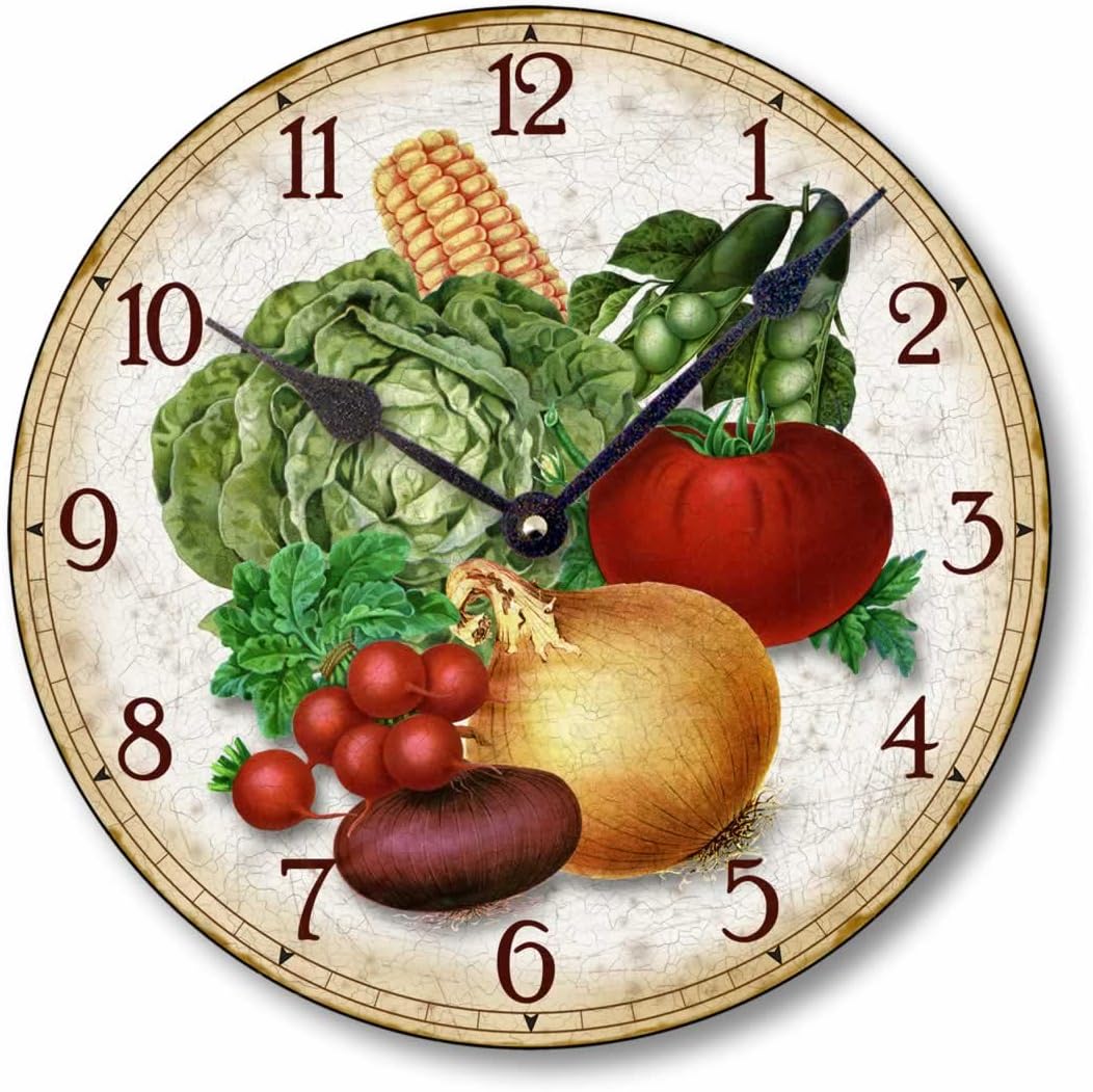 Item C6027 Vintage Style 10.5 Inch Seed Packet Vegetables Wall Clock