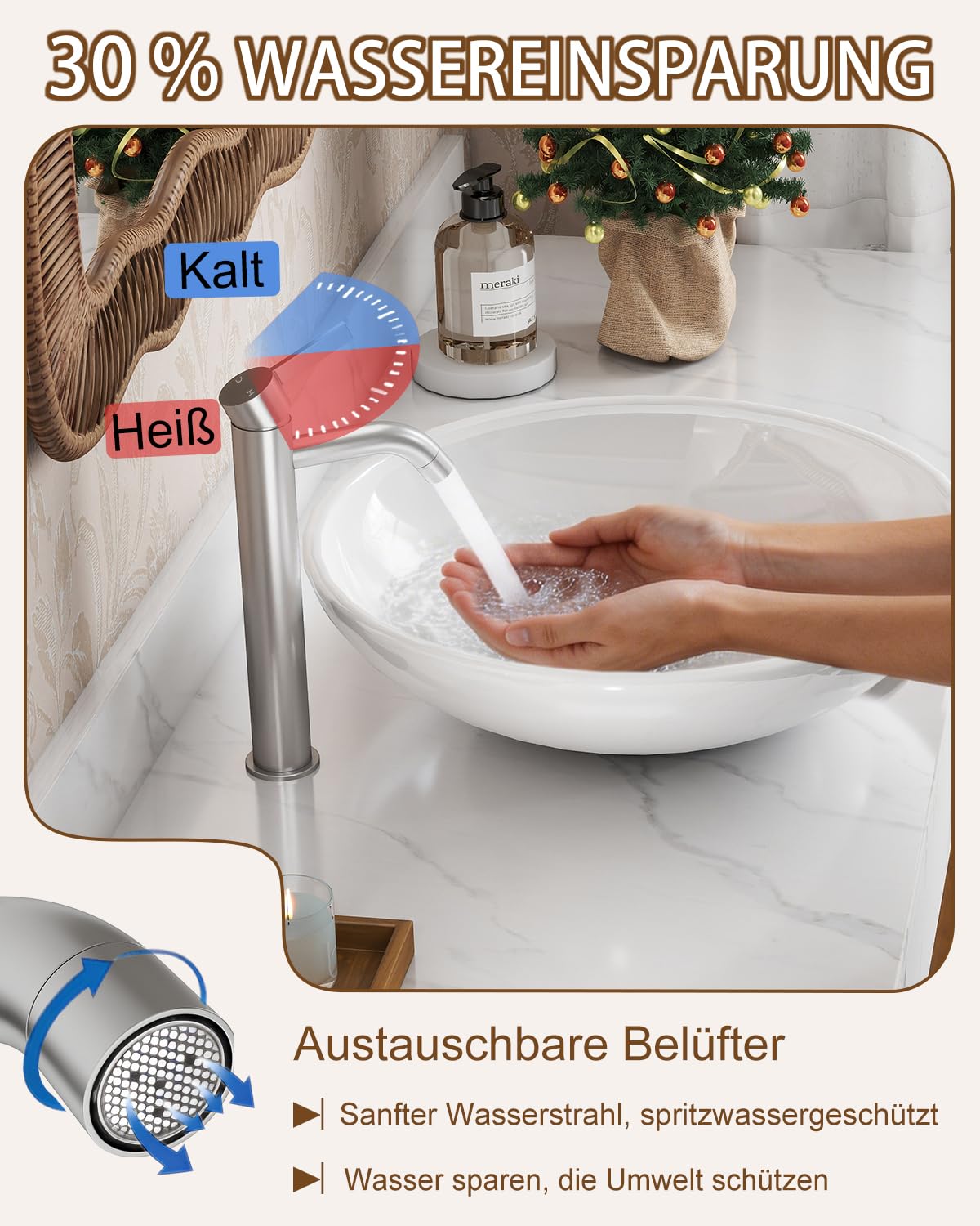 Grifo para lavabo, ahorro de agua, grifo mezclador