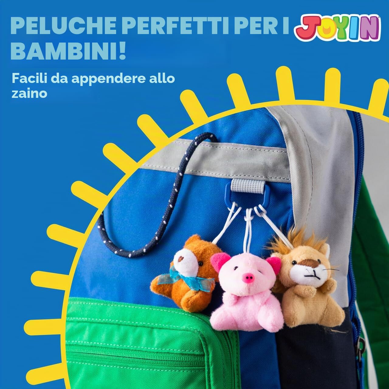 JOYIN 12 Pack casuale Mini Animal Plush Toy Assortment 6,3-7,6 centimetri ciascuno Bulk animali farciti per bambini, piccoli animali peluche portachiavi decorazione, festa di Pasqua Favori