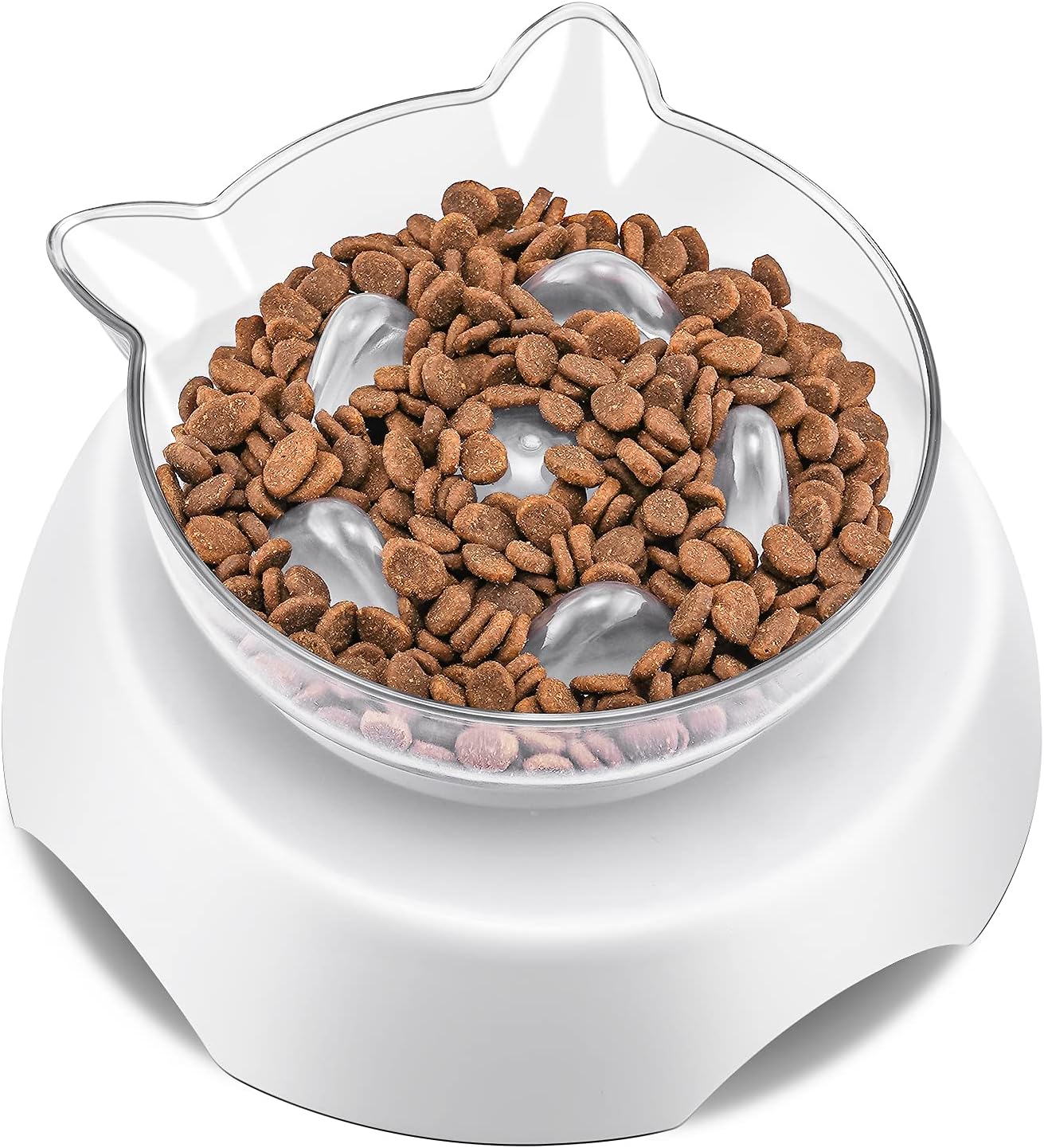 Raised Cat Food Bowl, Cat Tilted Bowl for Food or Water, Pet Dish with Stand, Bulge Design for Slowly Eating, Easy to Clean, Slanted Pet…