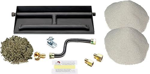 Miniatura 10 de Chimenea de gas LP ventilada de 18 pulgadas, quemador de gas de doble fila resistente con kit de conexión de lujo, vermiculita y brasas brillantes