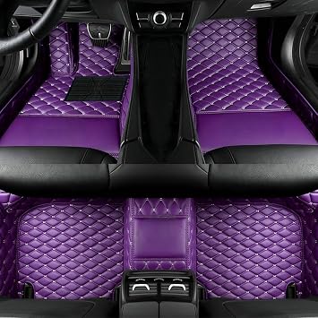 Add Personal Touch to Your Vehicle with IMEISH Customizable Logo Text Car Mats for 99% of vehiclesPads Protection Non-Slip Leather Floor Liners Purple