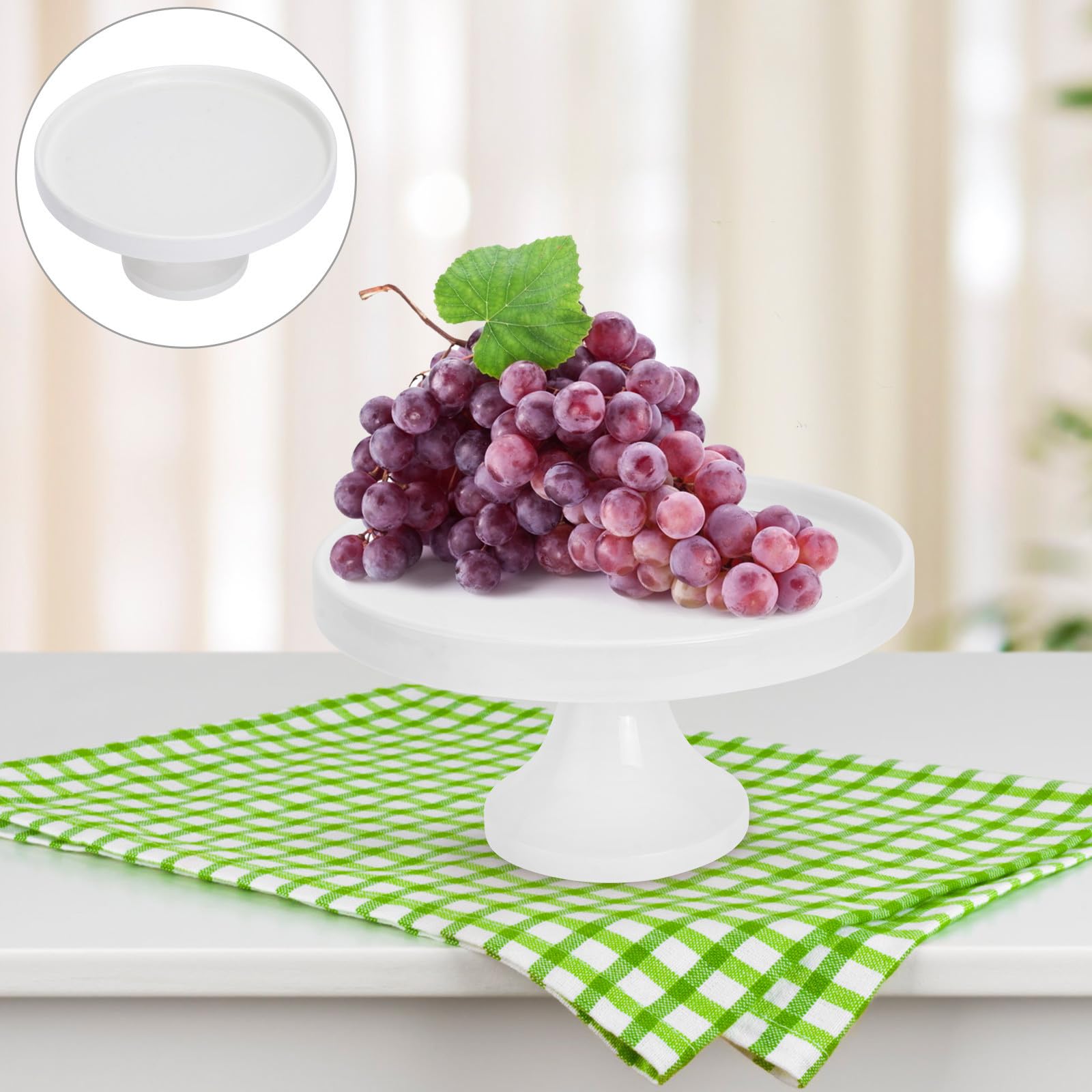 Expositor de Postres Redondo de Cerámica de Color Claro Diseño Elegante y Base Gruesa para Fiestas y Bodas, Capacidad Grande y Estilo Delicado