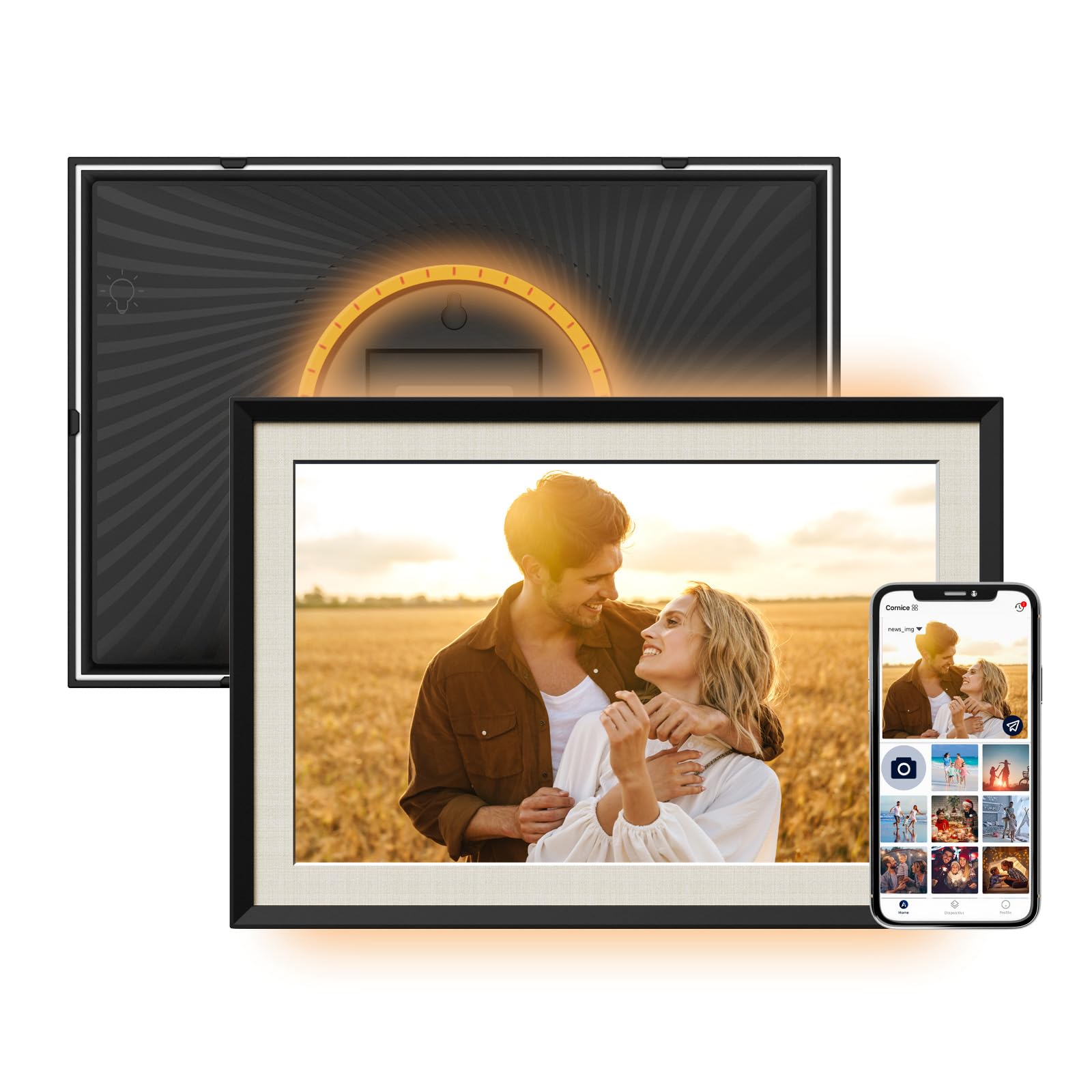 AEEZO 10.1 WiFi Digital Photo Frame with 32GB Storage and LED Light, IPS HD Touch Screen, Share Photos/Videos via AiMOR App